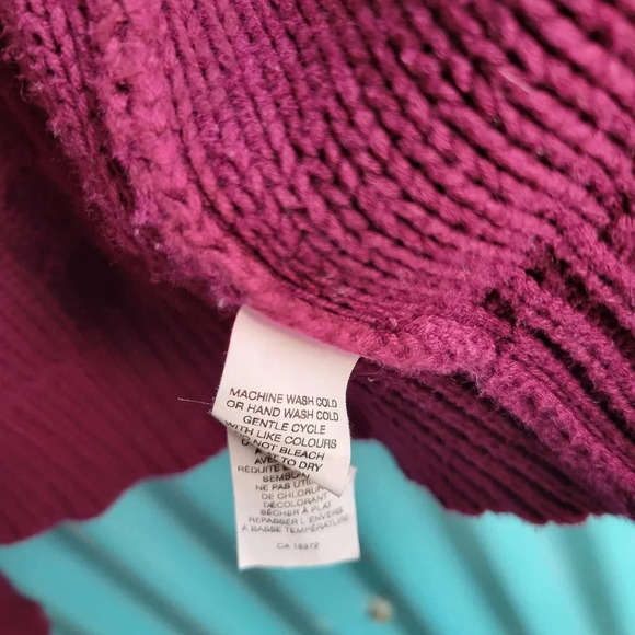 Joe Fresh Burgundy Sweater Long sleeve knit cowl neck buttons Small - Picture 10 of 12